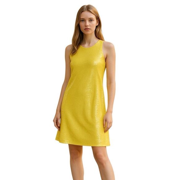 NEW Anne Klein Yellow Sequined Dress - Picture 1 of 8